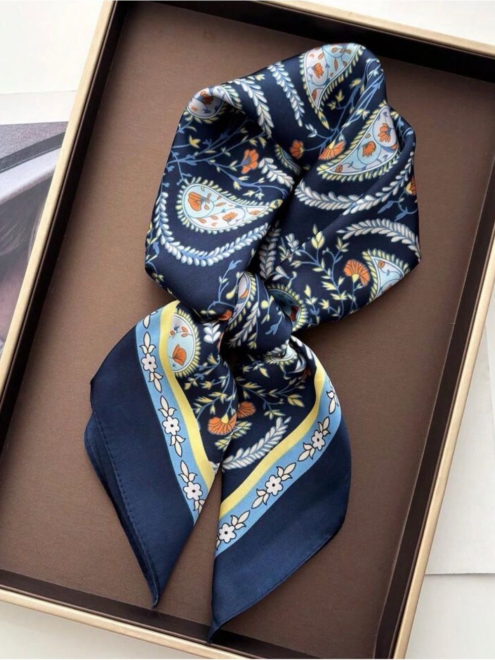 Navy Paisley Floral Scarf  A2163